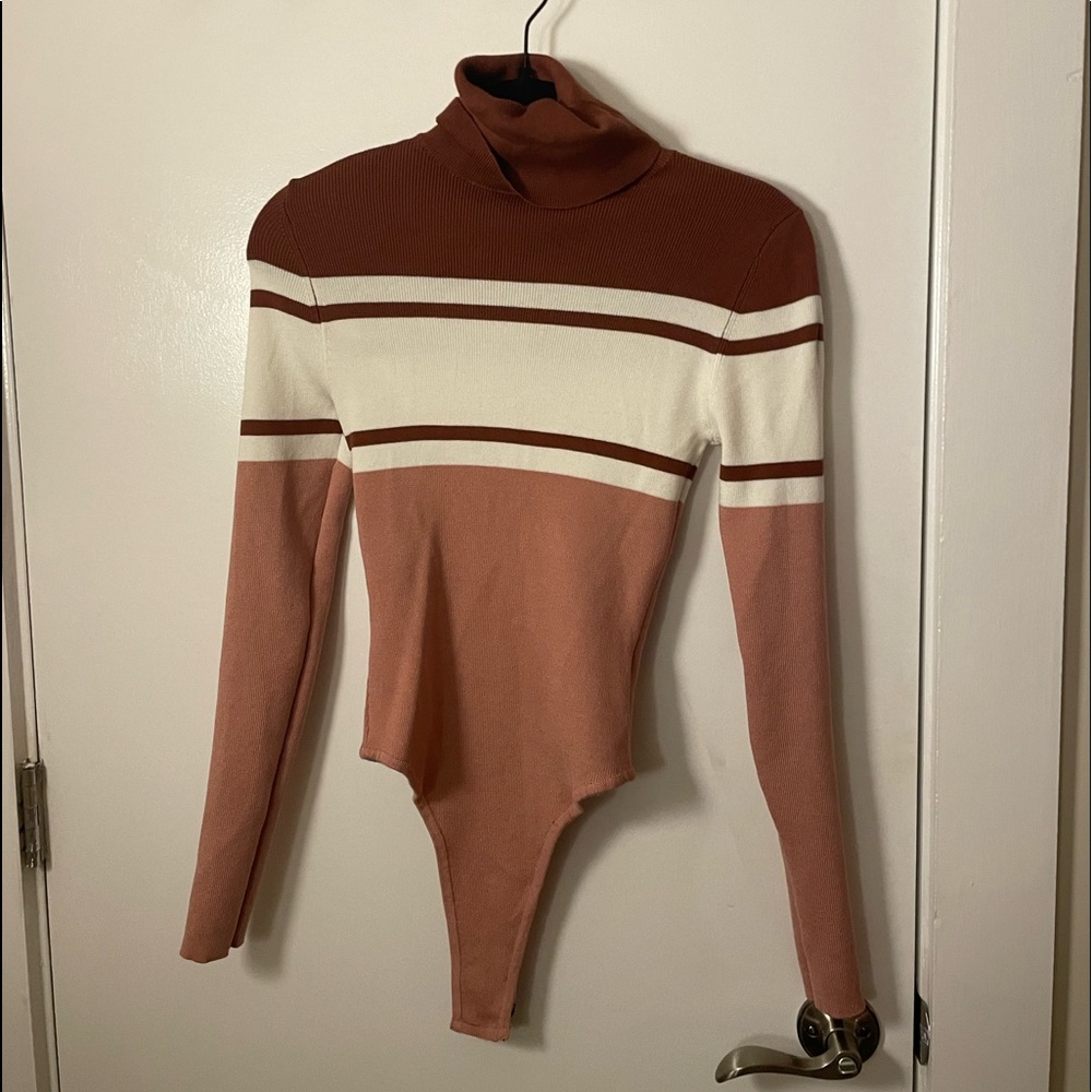 Colorblock turtleneck bodysuit